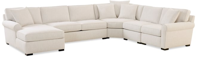 Radley Roll Arm 148" 5-Pc. Fabric Chaise Sectional with Wedge, Exclusively at Macy's