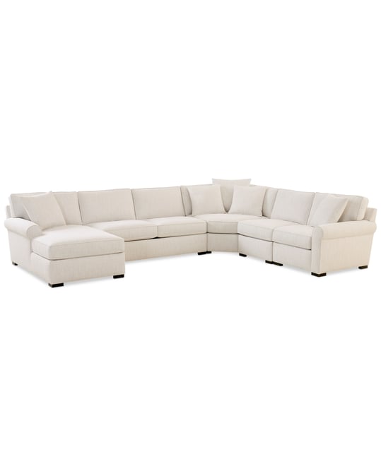Radley Roll Arm 148" 5-Pc. Fabric Chaise Sectional with Wedge, Exclusively at Macy's