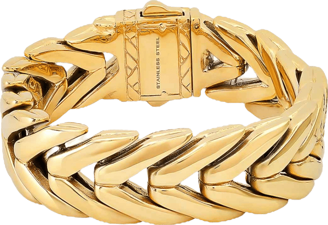 Men's Heavy Oxidized Stainless-Steel Wheat Chain Bracelet