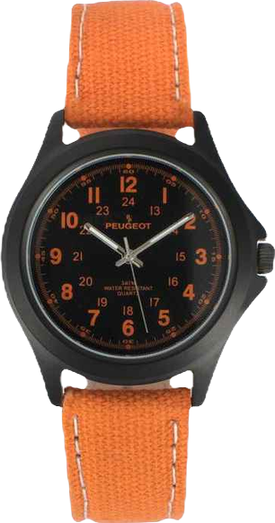 Men's 40mm Military Dial Sport Orange Canvas Strap Watch