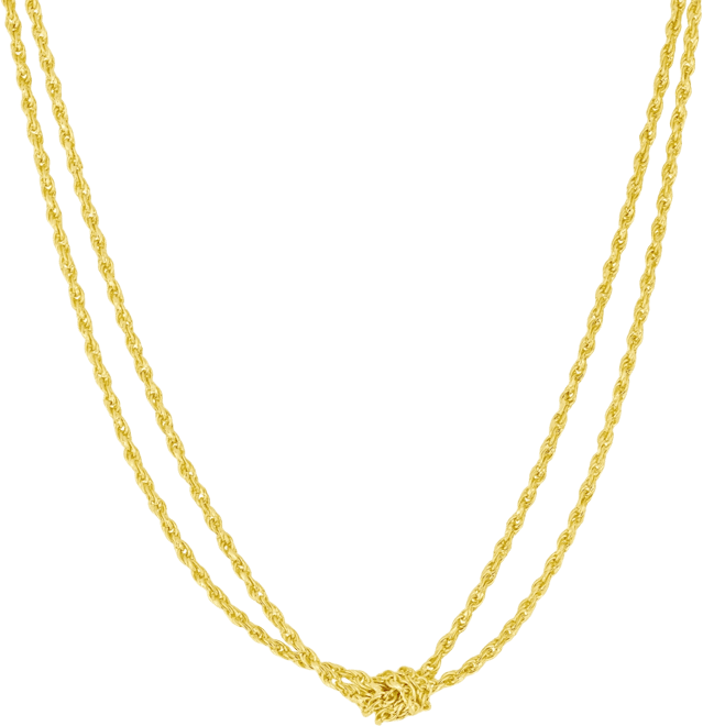 18K Gold Plated Double Layered Knotted Chain Necklace