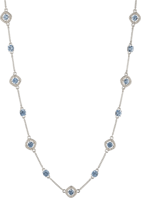 Silver-Tone Pave & Round Crystal Halo Station Necklace, 16" + 3" extender