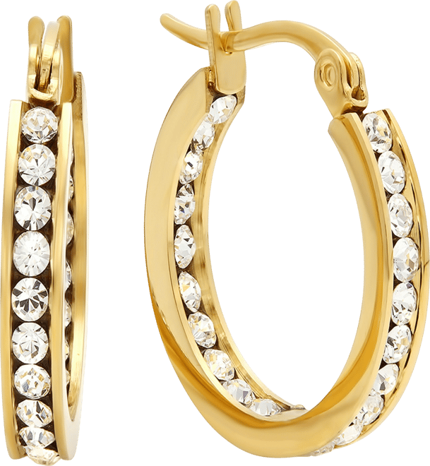 Women's Stainless-Steel Hoop Earrings Adorned with Swarovski Crystals