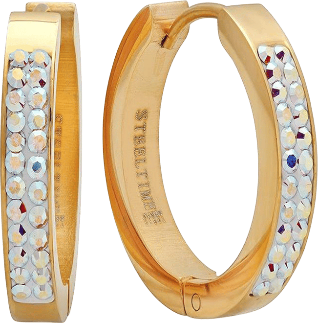 Women's 18K Plated 20mm Huggies with Ab Adorned with Swarovski Crystals