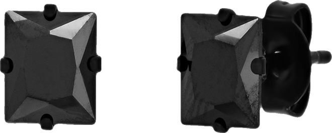 Women's Black Ip Stainless Steel and Simulated Black Diamonds Stud Earrings