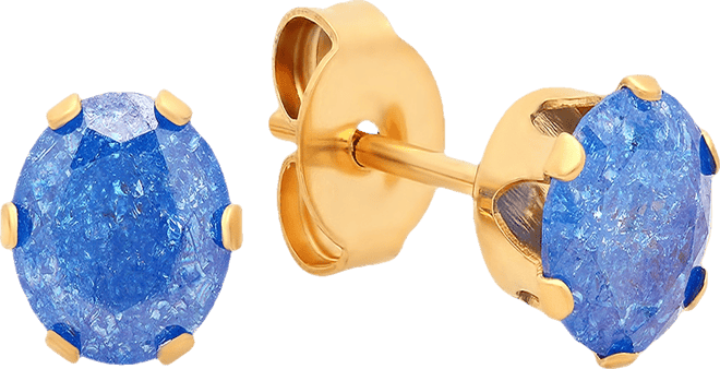 Women's 18K Gold-Plated Stainless-Steel Blue Simulated Diamond Galaxy Stud Earrings