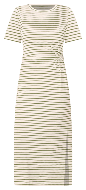 Women's Cotton Striped Ruched Midi Dress
