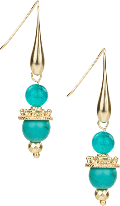 Gold-Tone Color Bead Double Drop Earrings
