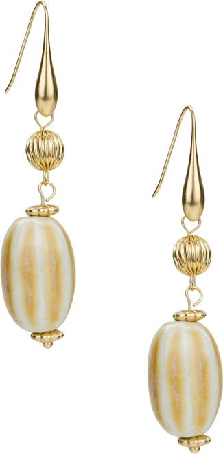 Gold-Tone Mixed Bead Double Drop Earrings