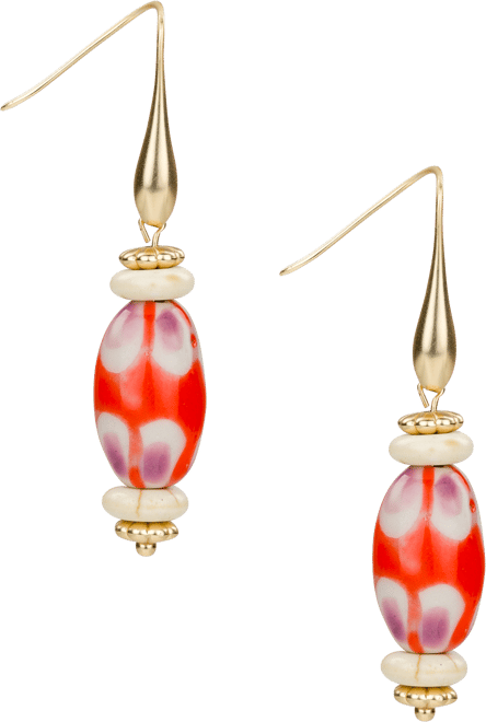 Gold-Tone Mixed Bead Drop Earrings