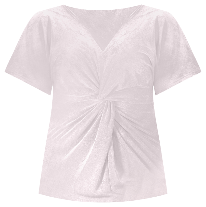 Petite V-Neck Knot Front Kimono Sleeve Top