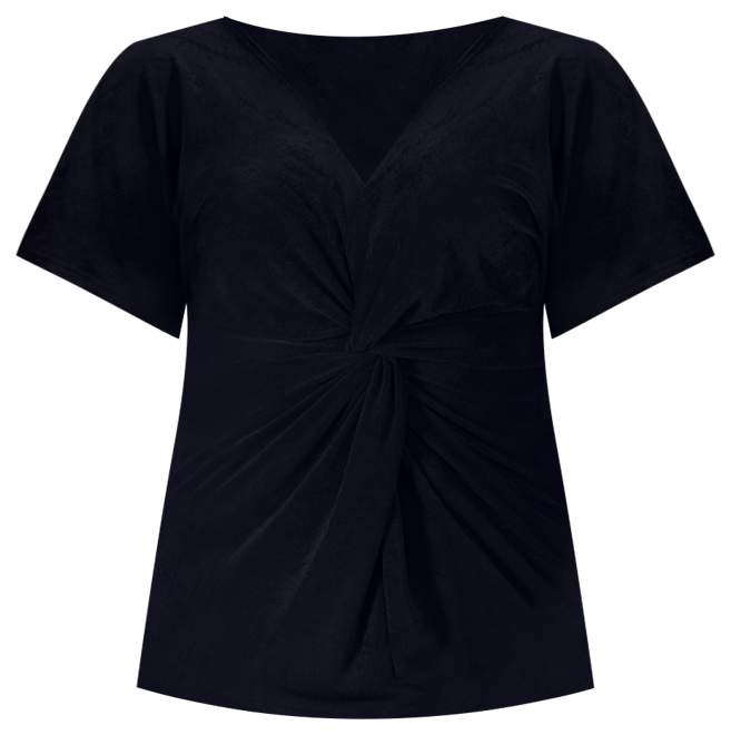 Petite V-Neck Knot Front Kimono Sleeve Top