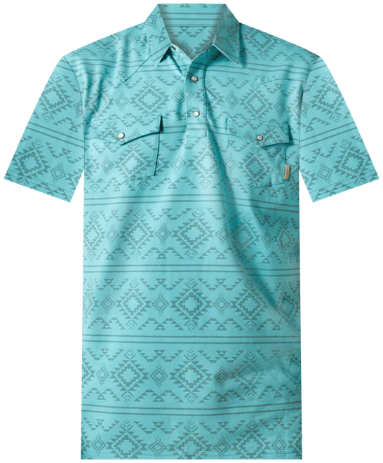 Men's Retro Western Snap Polo Shirt
