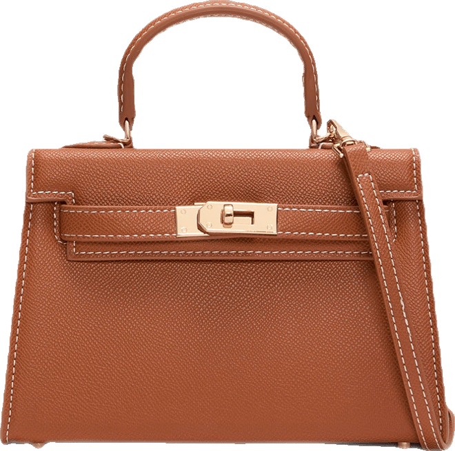 Natural Linen and Tan Hariette Handle Bag