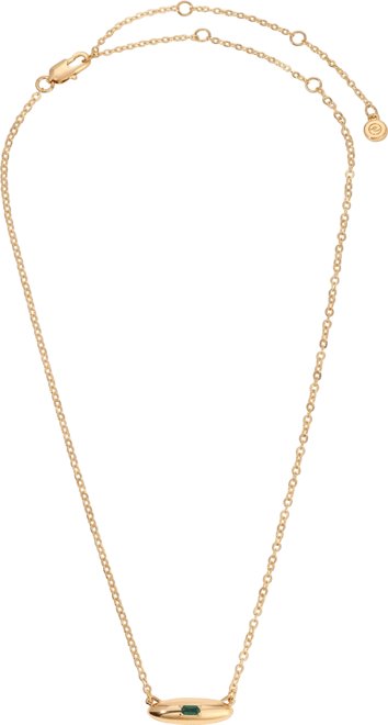 Oval Dome Baguette Simple Pendant Necklace