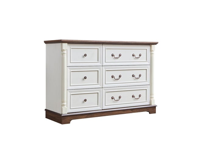 Farmhouse Style 6 Drawer Dresser Bathrooom Cabinet Chest with Base Wooden Rustic Chest of Drawers, Storage Dresser Organizer