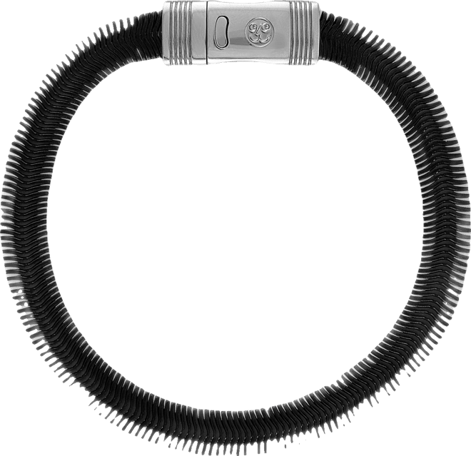 Flat Snake Chain Bracelet in Black Ion-Plated Stainless Steel & Stainless Steel