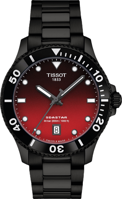 Men's Swiss Seastar 1000 Black Pvd Stainless Steel Bracelet Watch 40mm