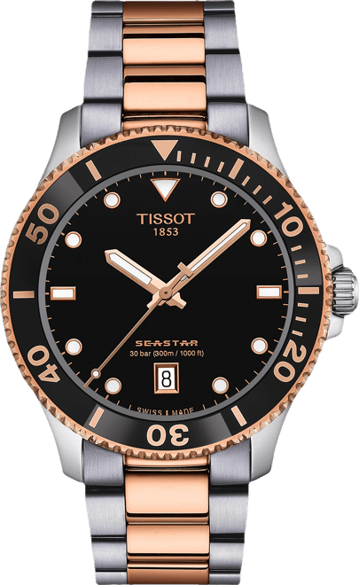 Men's Swiss Seastar 1000 Two-Tone Stainless Steel Bracelet Watch 40mm