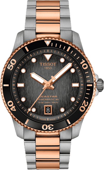 Men's Swiss Automatic Seastar 1000 Powermatic 80 Two-Tone Stainless Steel Bracelet Watch 40mm