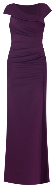 Women's Asymmetric-Neck Side-Slit Gown