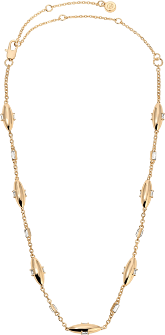 Oval Dome Baguette Crystal Chain Necklace