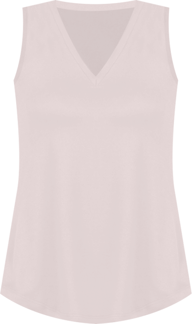 Petite V-Neck Tunic Tank Top with Round Hemline