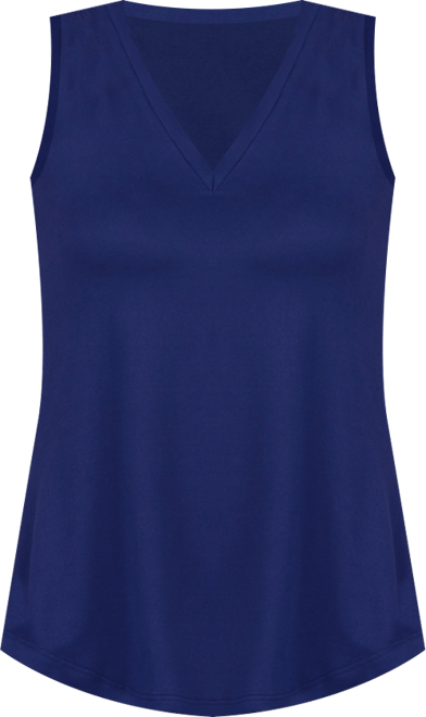 Petite V-Neck Tunic Tank Top with Round Hemline