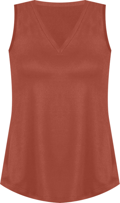 Petite V-Neck Tunic Tank Top with Round Hemline