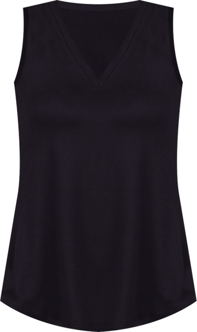 Petite V-Neck Tunic Tank Top with Round Hemline