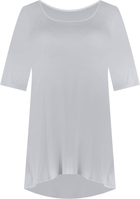 Petite Elbow Sleeve Swing Crew Neck Tunic Top