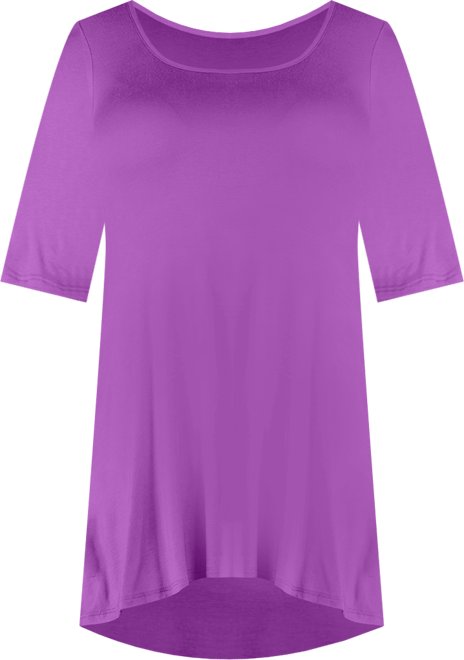 Petite Elbow Sleeve Swing Crew Neck Tunic Top