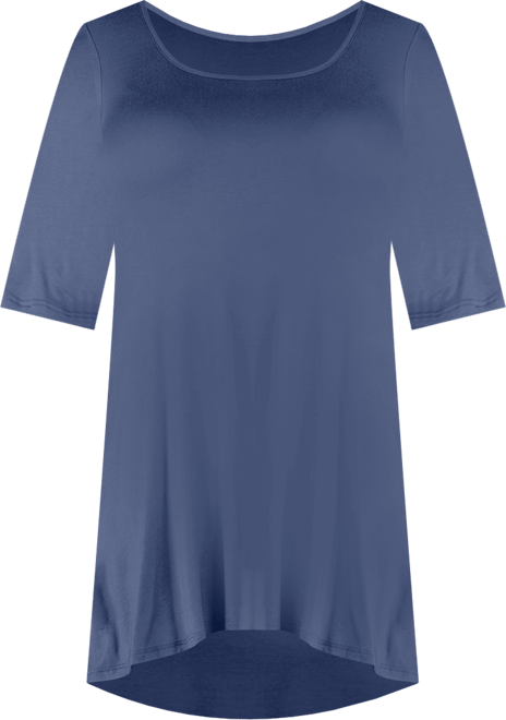 Petite Elbow Sleeve Swing Crew Neck Tunic Top