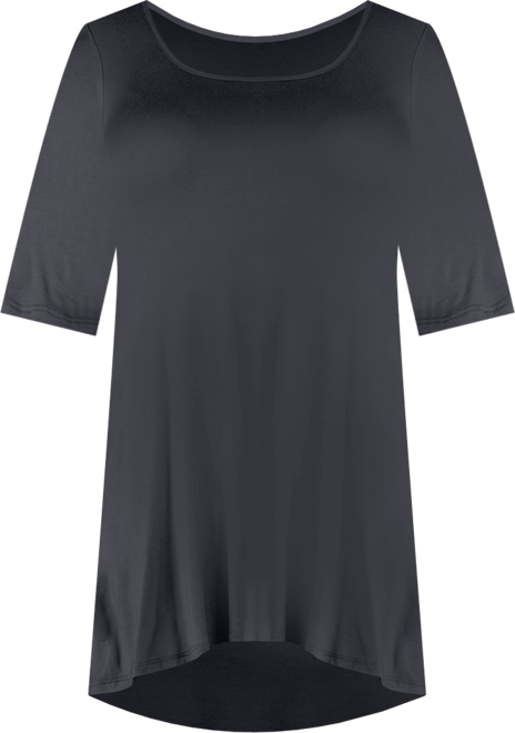 Petite Elbow Sleeve Swing Crew Neck Tunic Top