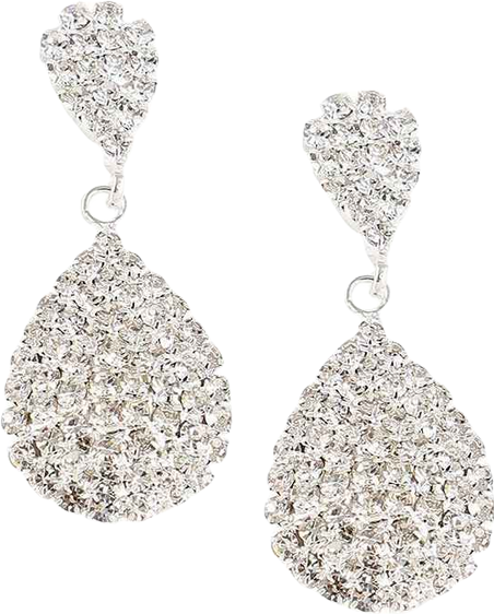 Women's Silver Embellished Teardrop Earrings