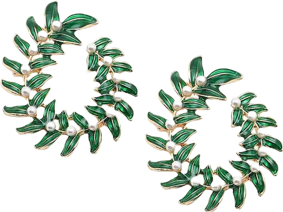 Women's Green Wreath Drop Earrings