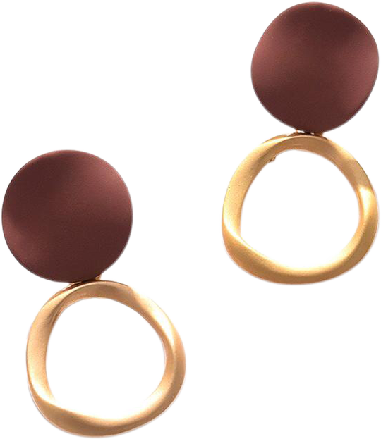 Women's Red Colourblock Circular Earrings
