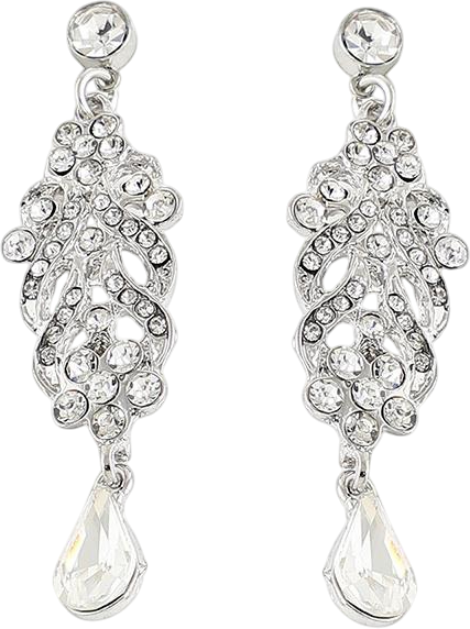 Women's Silver Embellished Drop Earrings