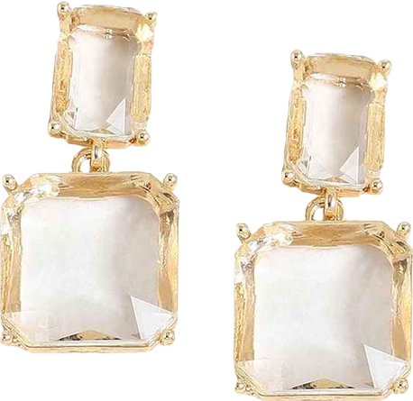 Women's White Geometric Drop Earrings