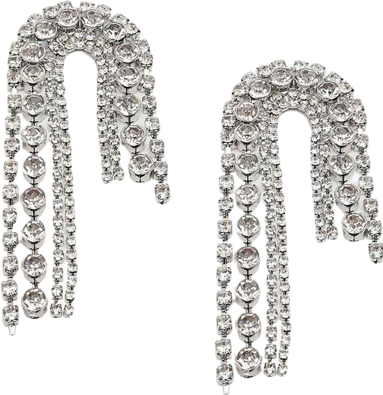 Women's White Bling Drop Earrings