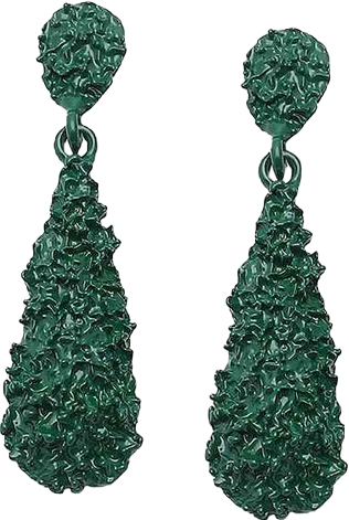 Women's Green Textured Teardrop Earrings