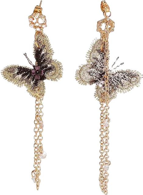 Women's Green Embellished Butterfly Drop Earrings