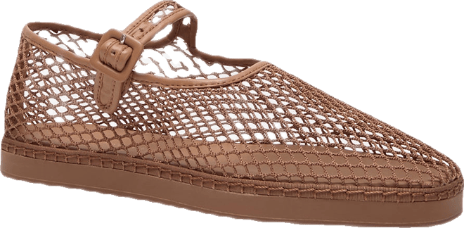 Brown Netted Mesh Rita Mary Janes