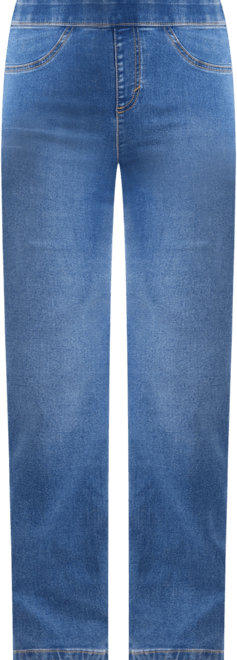 Petite Mid-Rise Pull-On Straight-Leg Jeans, Exclusively at Macy's