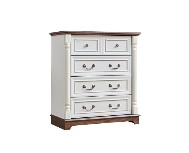 Farmhouse Style 5 Drawer Dresser Bathrooom Cabinet Chest with Base Wooden Rustic Chest of Drawers, Storage Dresser Organizer