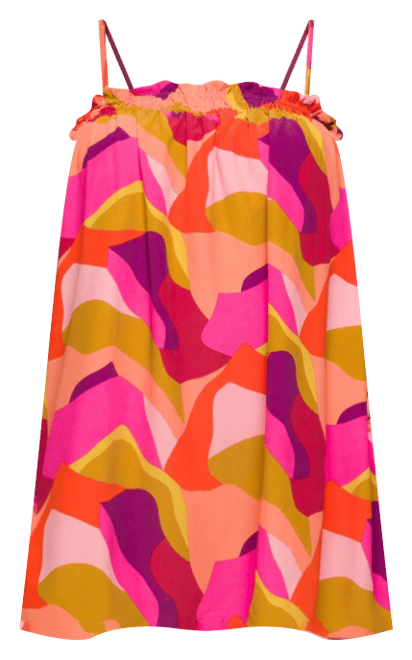 Plus Size Square Neck Spaghetti Strap Smocked Pockets Mini Dress