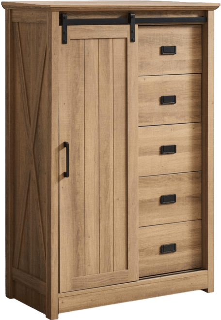 Streamdale Farmhouse 5-Drawer Dresser with Sliding Barn Door