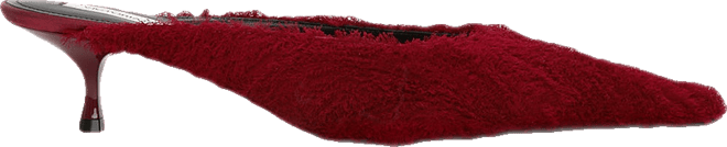 Sloan Mule In Cherry Red Embroidered Satin