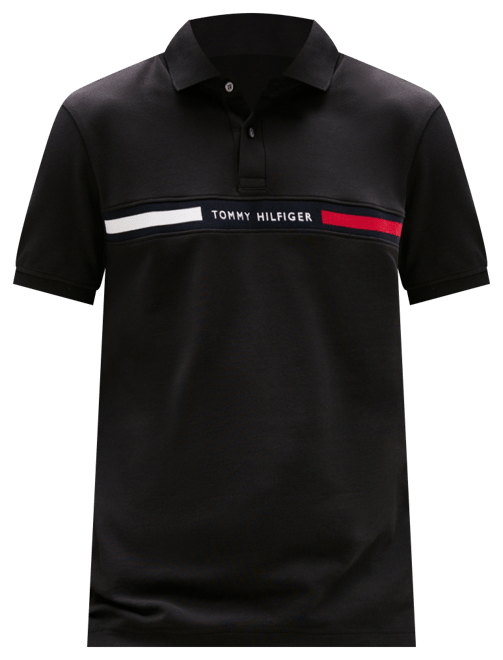 Men's Short Sleeve Embroidered Chest Stripe Polo Shirt