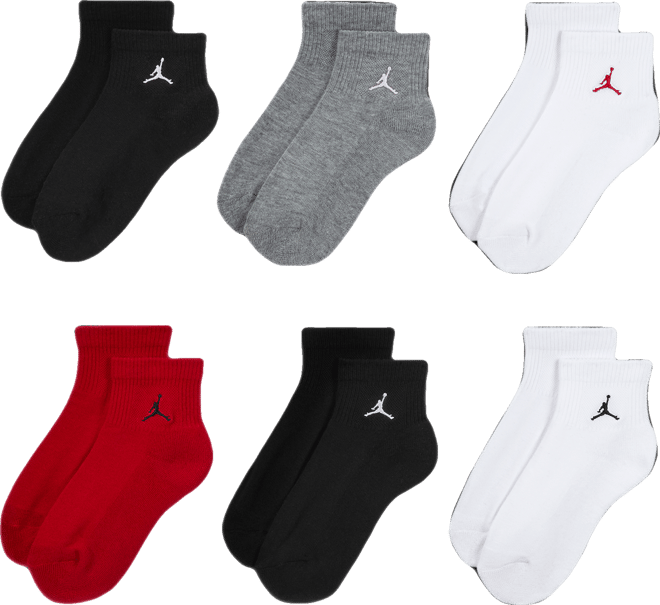 Jordan Everyday Essentials Calcetines al tobillo para niños talla grande (6 pares)